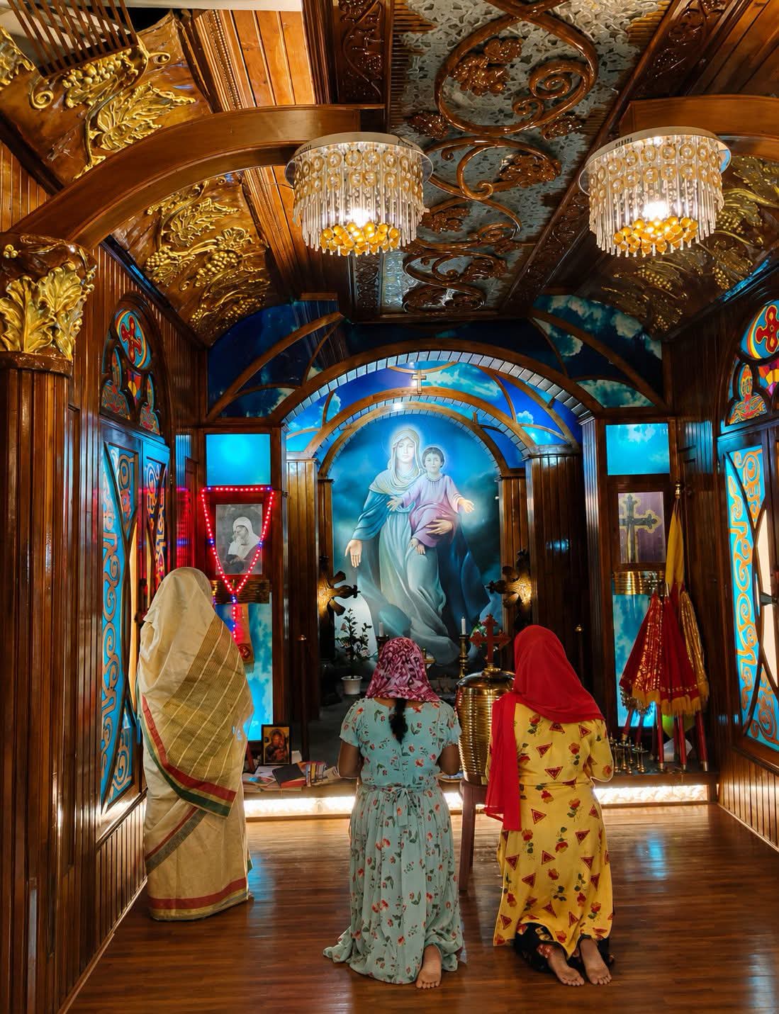 Prayer at the Marian shrine